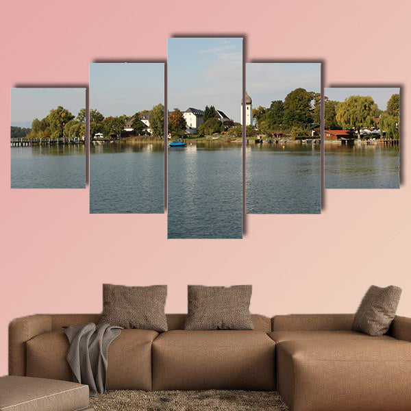 View of the Fraueninsel in the Chiemsee multi panel canvas wall art