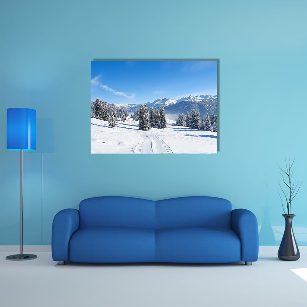 A Slope on the skiing resort Braunwald, Switzerland Multi Panel Canvas Wall Art