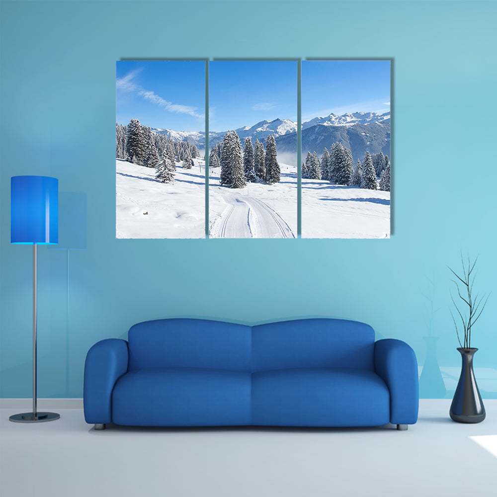 A Slope on the skiing resort Braunwald, Switzerland Multi Panel Canvas Wall Art