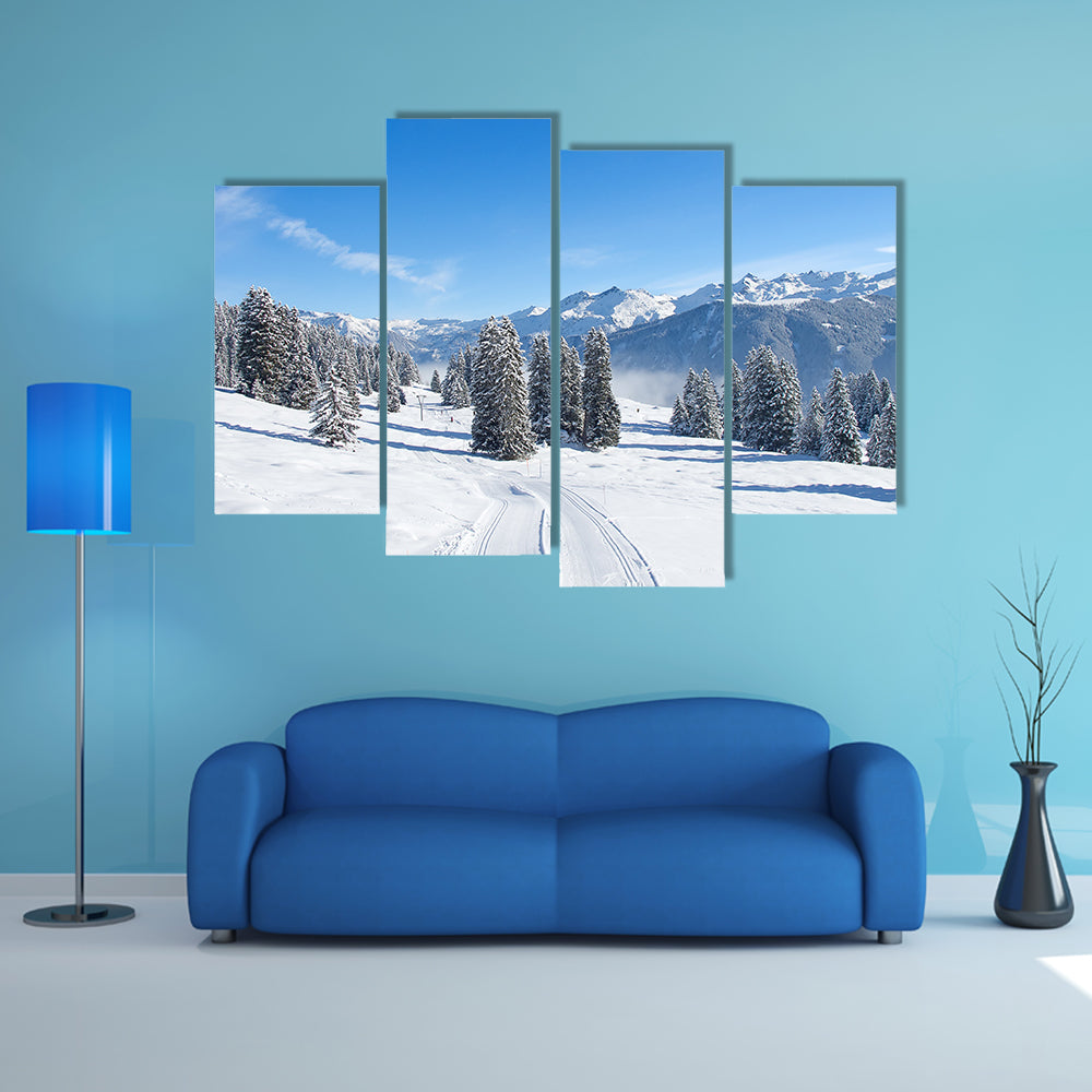 A Slope on the skiing resort Braunwald, Switzerland Multi Panel Canvas Wall Art