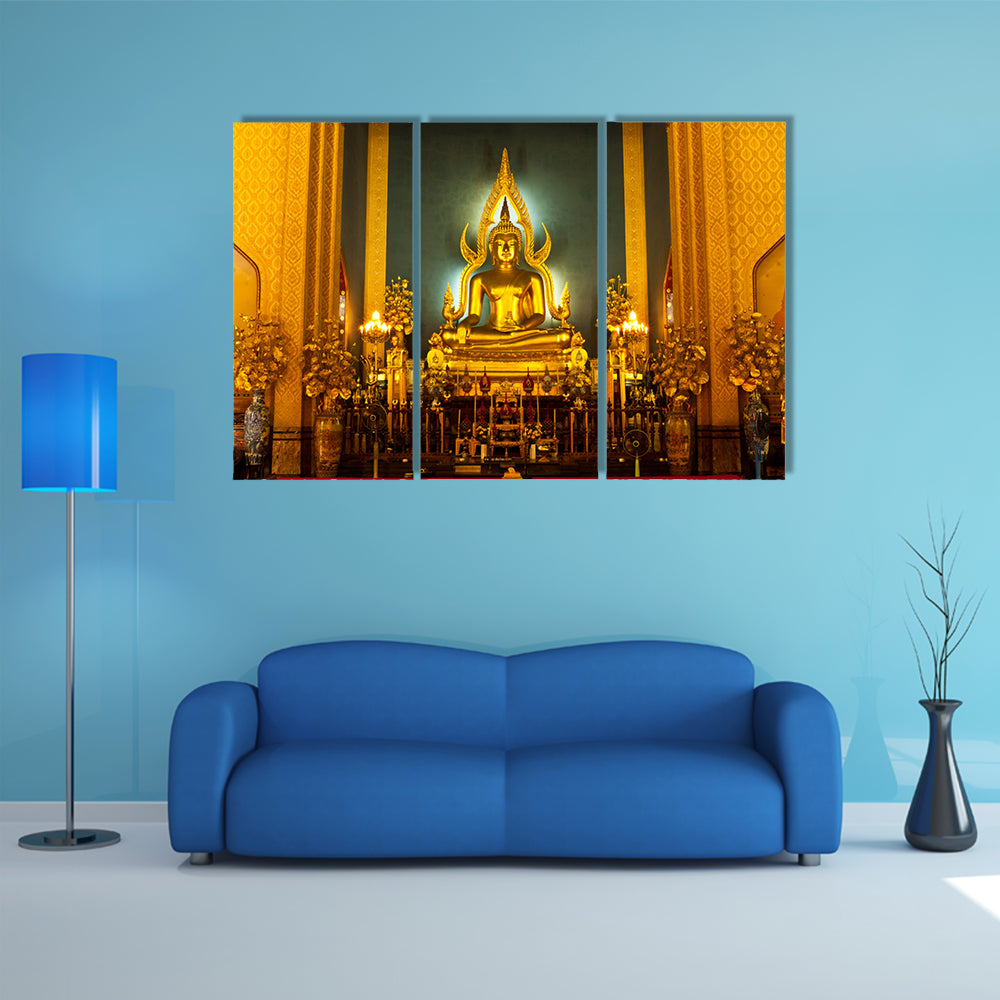Glorious Statue Of A Buddhist In Thailand Multi Panel Canvas Wall Art