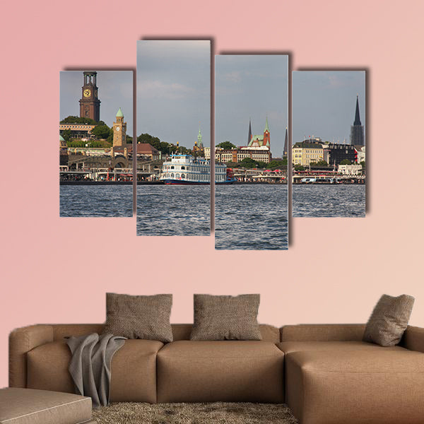 View of Landscape of Hamburg's tourist harbor, on the Elbe River wall art