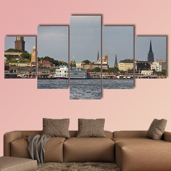 View of Landscape of Hamburg's tourist harbor, on the Elbe River wall art