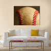 Close up macro view of the seams on a used baseball Multi panel canvas wall art