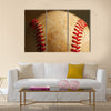 Close up macro view of the seams on a used baseball Multi panel canvas wall art