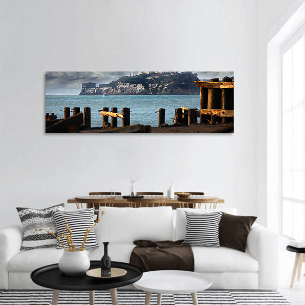 Alcatraz Federal Penitentiary in the San Fransisco Bay, California Panoramic Canvas Wall Art