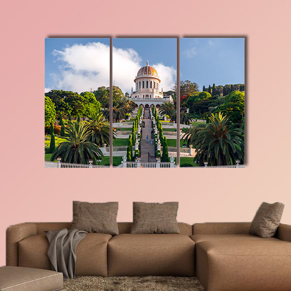 Haifa, Israel, Bahai Gardens, a holy temple  multi panel canvas wall art