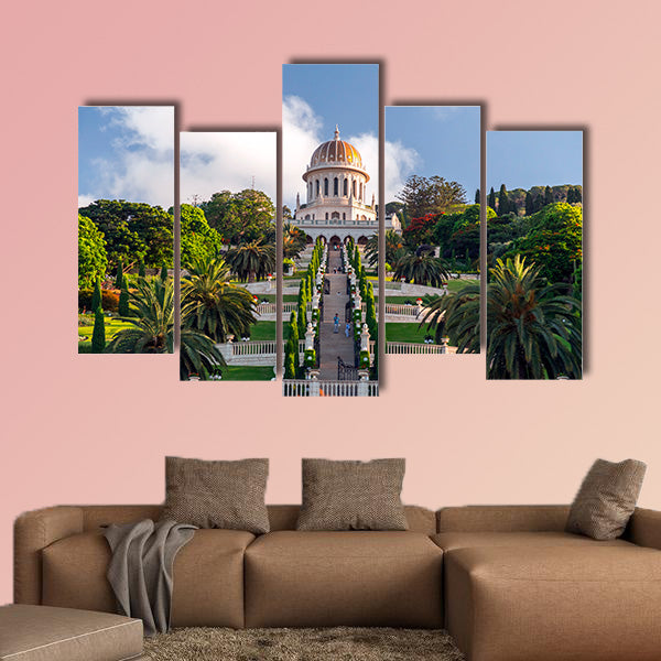 Haifa, Israel, Bahai Gardens, a holy temple  multi panel canvas wall art