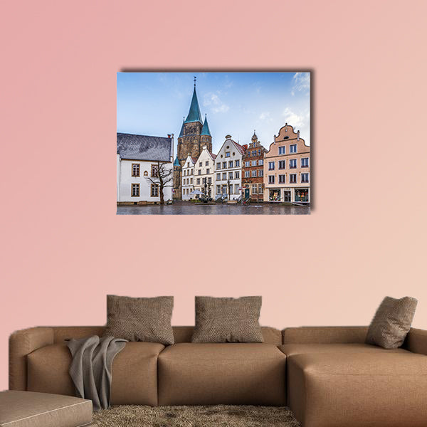 Historical market square with beautiful houses, Warendorf, wall art