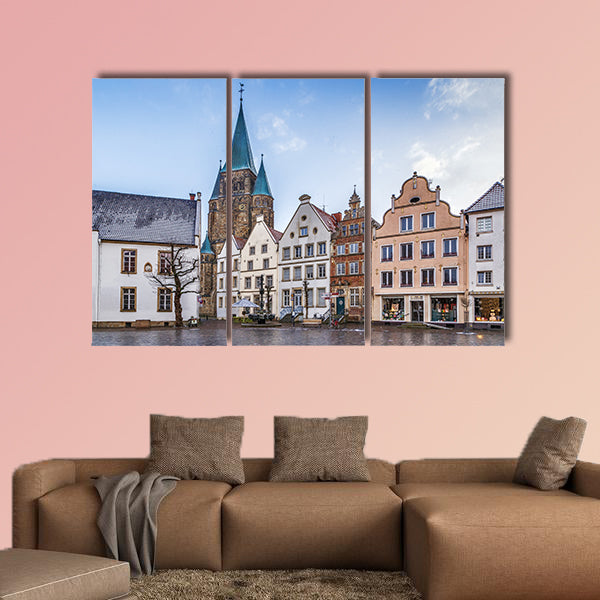 Historical market square with beautiful houses, Warendorf, wall art