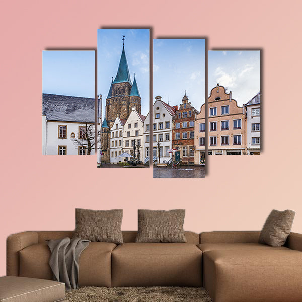 Historical market square with beautiful houses, Warendorf, wall art