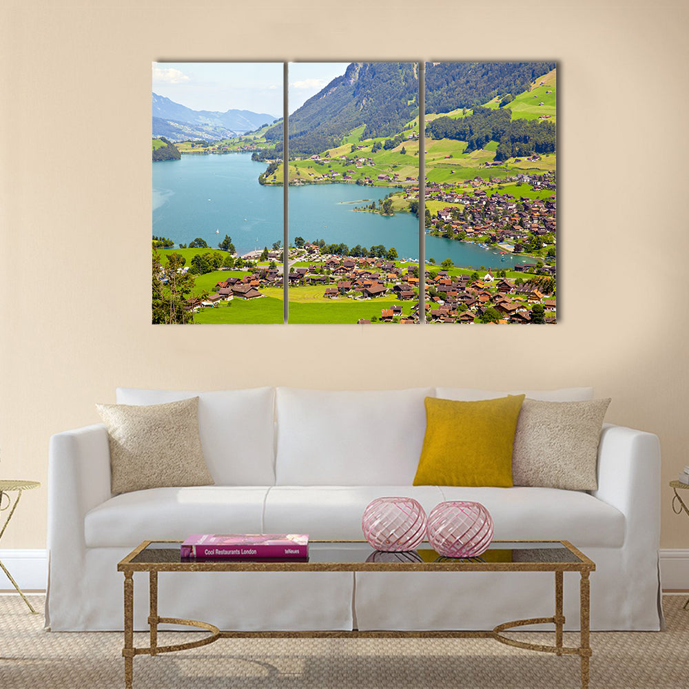 Lungern village in Switzerland multi panel canvas wall art