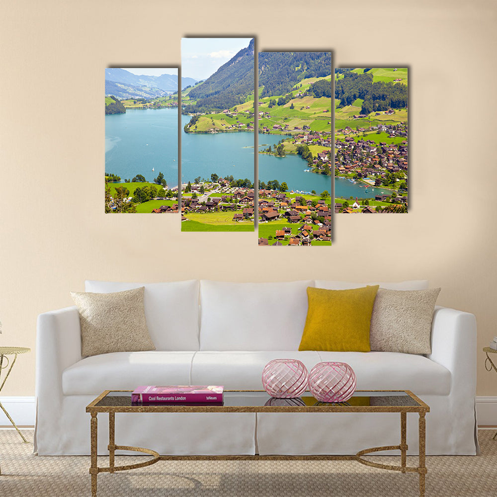 Lungern village in Switzerland multi panel canvas wall art