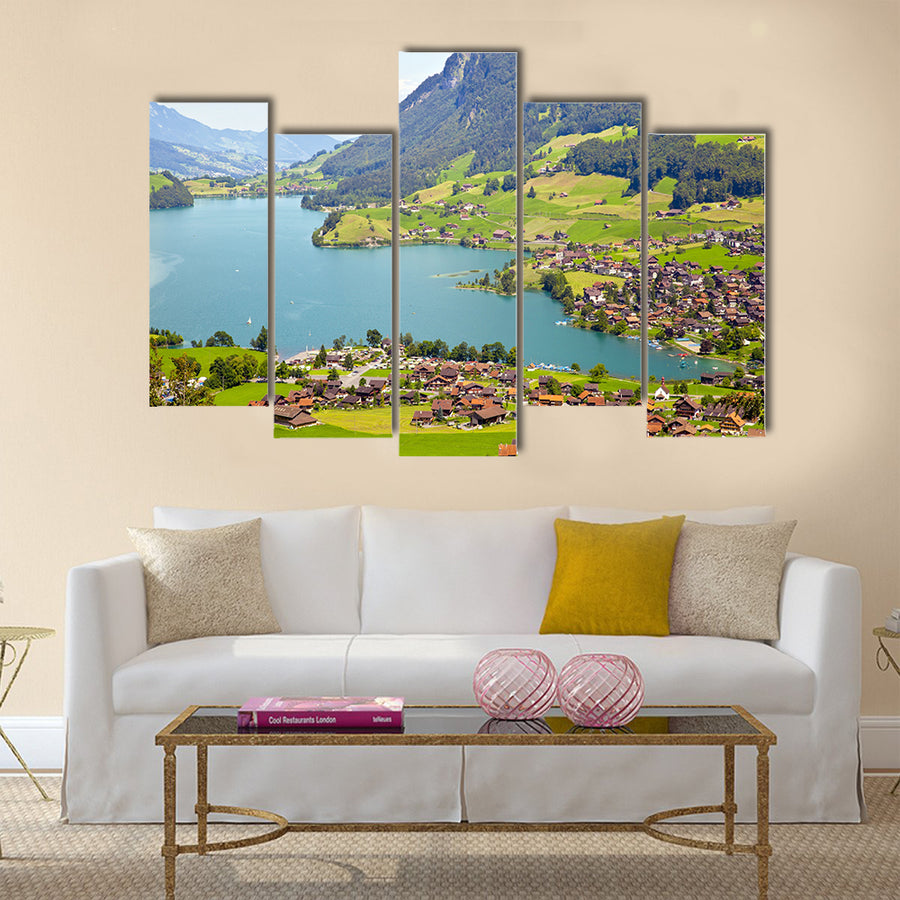 Lungern village in Switzerland multi panel canvas wall art