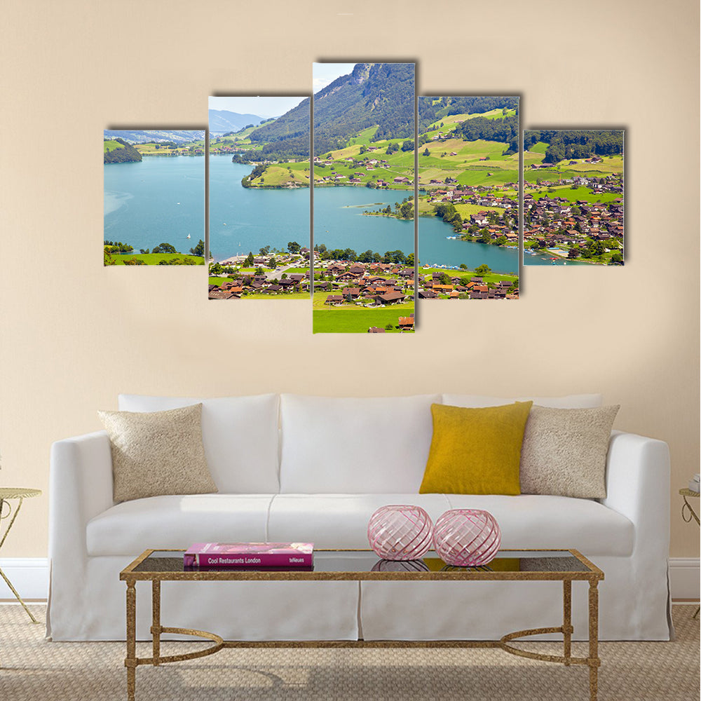 Lungern village in Switzerland multi panel canvas wall art
