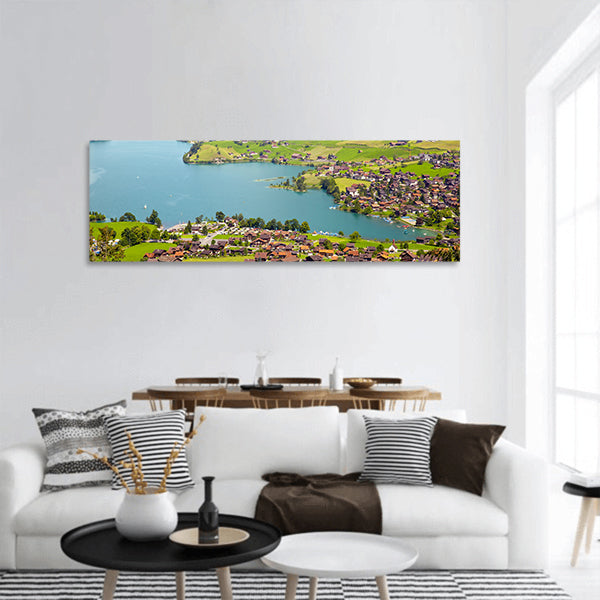 Lungern village in Switzerland Panoramic Canvas Wall Art