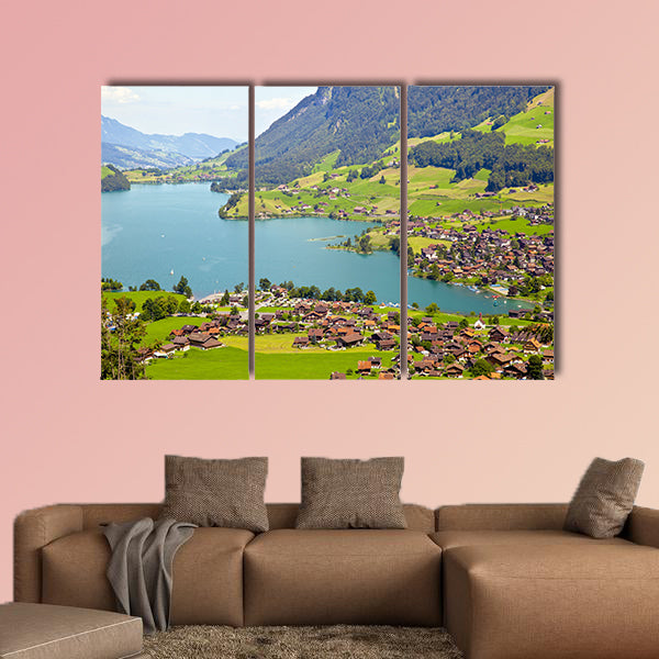 Lungern village in Switzerland multi panel canvas wall art