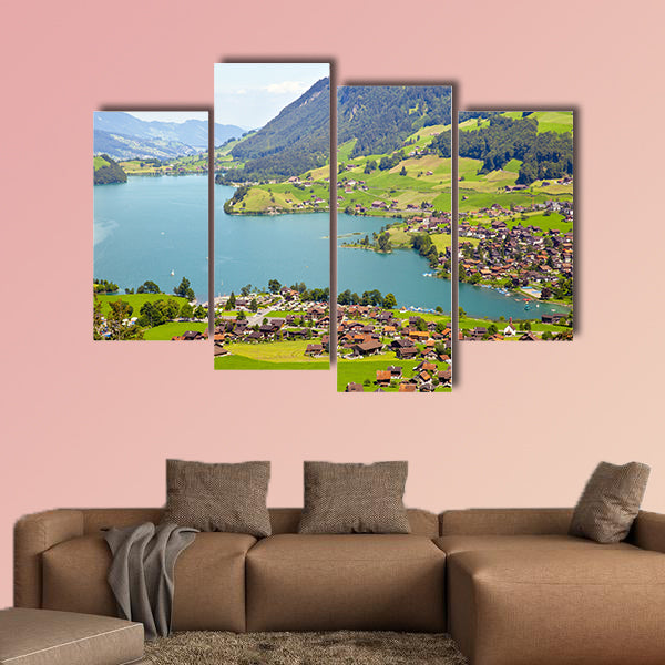 Lungern village in Switzerland multi panel canvas wall art