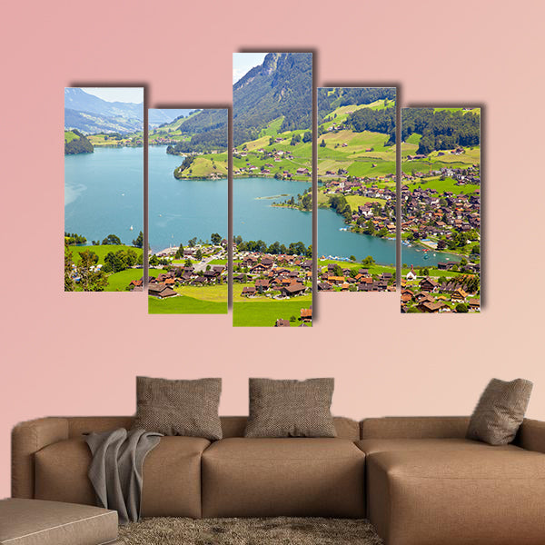 Lungern village in Switzerland multi panel canvas wall art