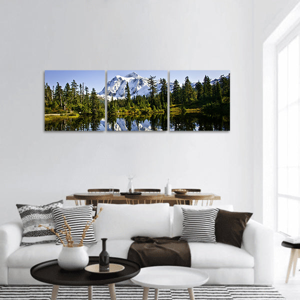 Mountain around picture lake with Mount Baker  panoramic canvas wall art