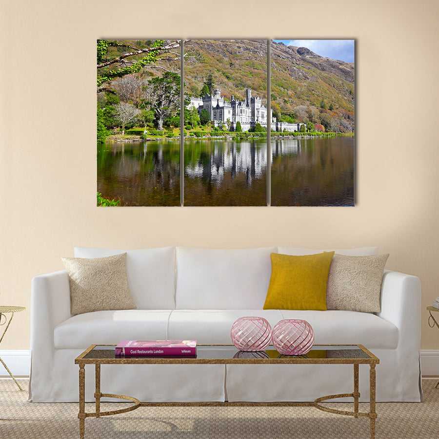 Kylemore Abbey and Castle, Druchruach Mountain, West of Ireland, Connemara Multi Panel Canvas Wall Art
