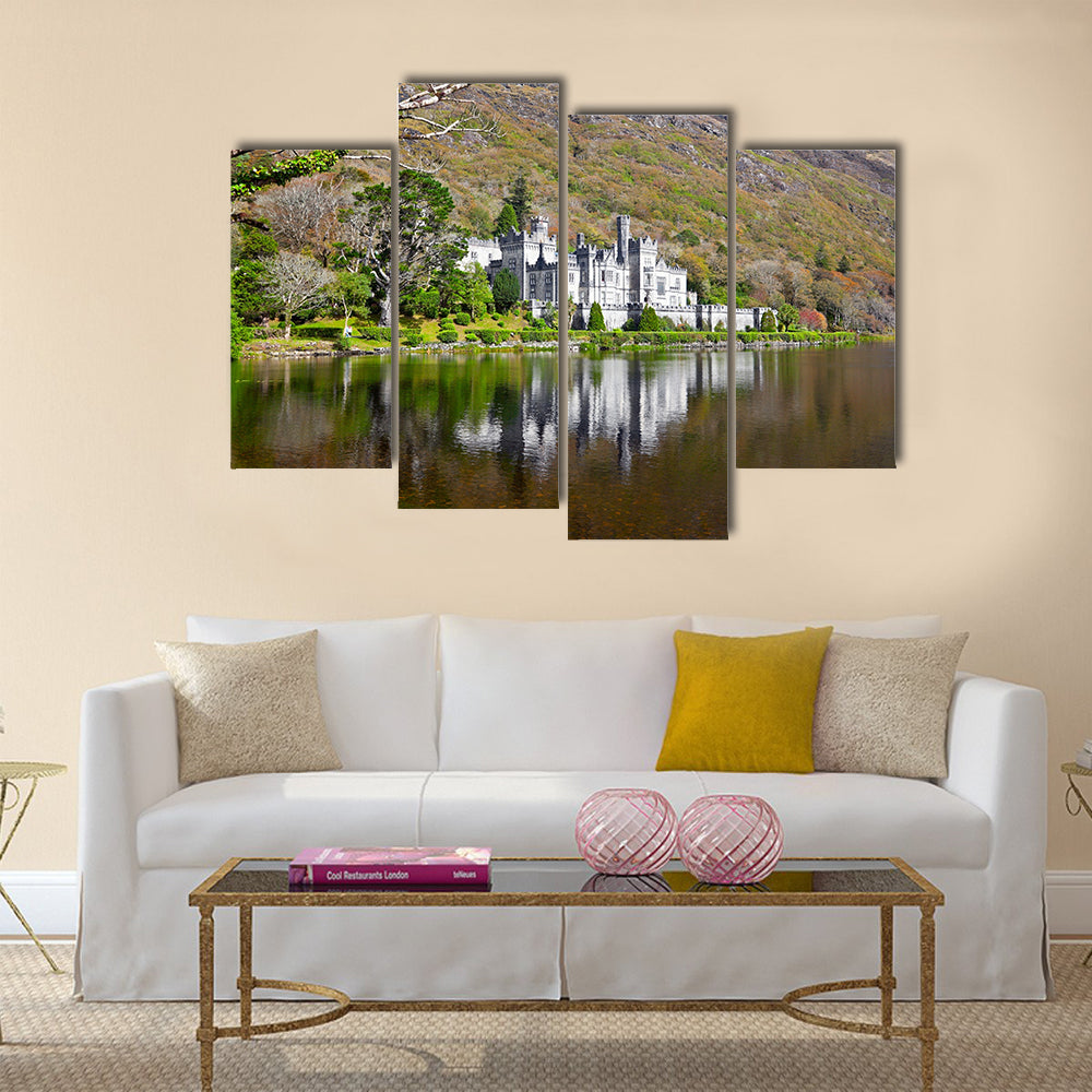 Kylemore Abbey and Castle, Druchruach Mountain, West of Ireland, Connemara Multi Panel Canvas Wall Art