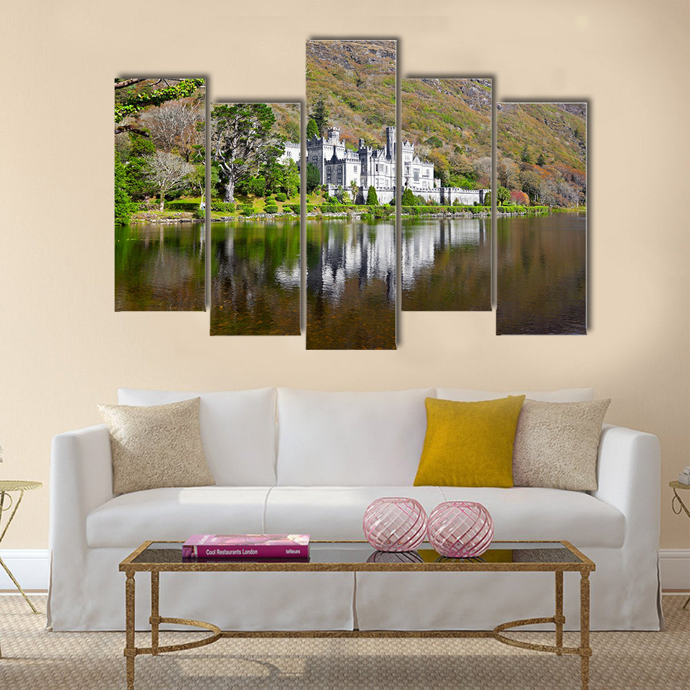 Kylemore Abbey and Castle, Druchruach Mountain, West of Ireland, Connemara Multi Panel Canvas Wall Art