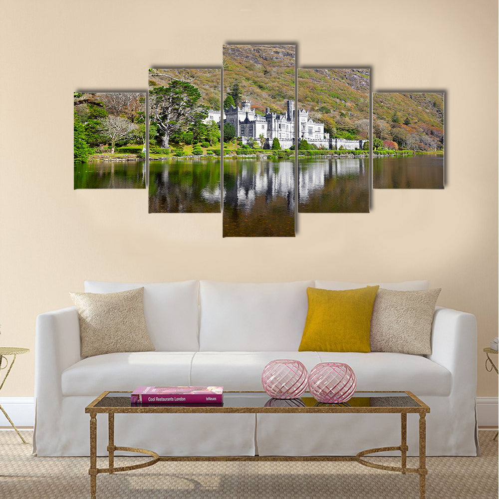 Kylemore Abbey and Castle, Druchruach Mountain, West of Ireland, Connemara Multi Panel Canvas Wall Art
