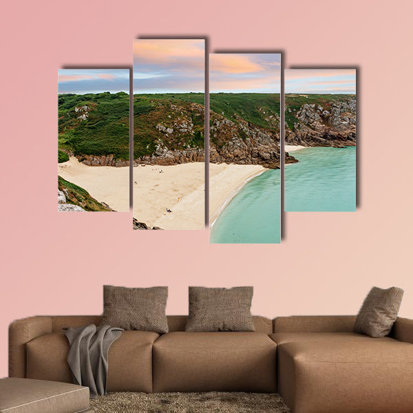View over Porthcurno Beach seen from Minack Open Air Theatre wall art