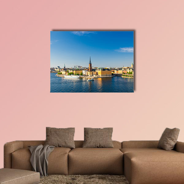 Aerial panoramic top view of Riddarholmen district in Stockholm wall art