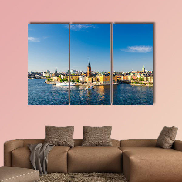 Aerial panoramic top view of Riddarholmen district in Stockholm wall art