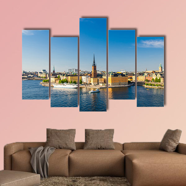 Aerial panoramic top view of Riddarholmen district in Stockholm wall art