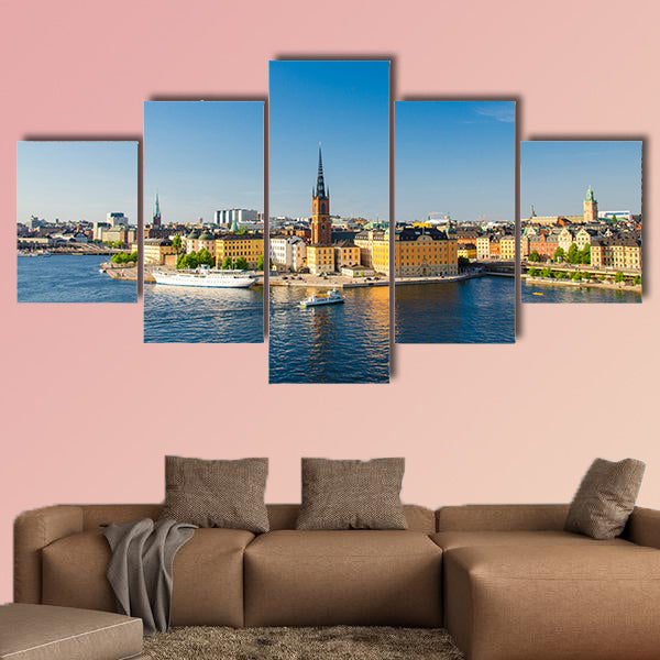Aerial panoramic top view of Riddarholmen district in Stockholm wall art