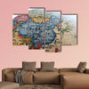 Globe Asia multi panel canvas wall art