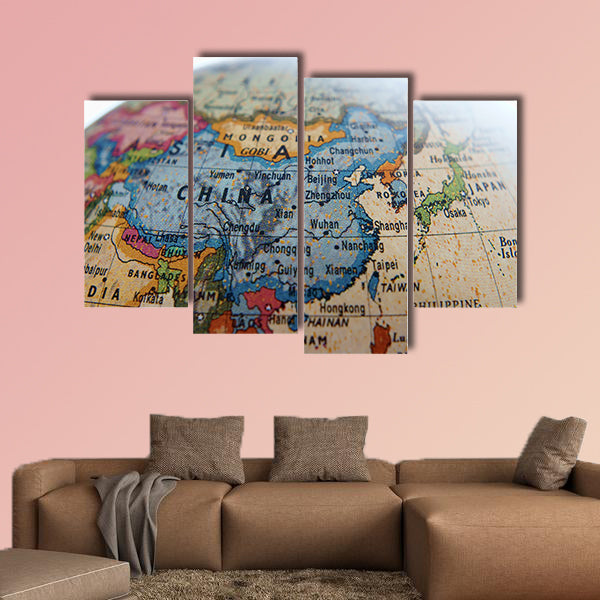 Globe Asia multi panel canvas wall art