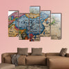 Globe Asia multi panel canvas wall art