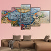 Globe Asia multi panel canvas wall art