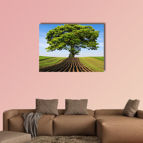 Tree on the hill multi panel canvas wall art