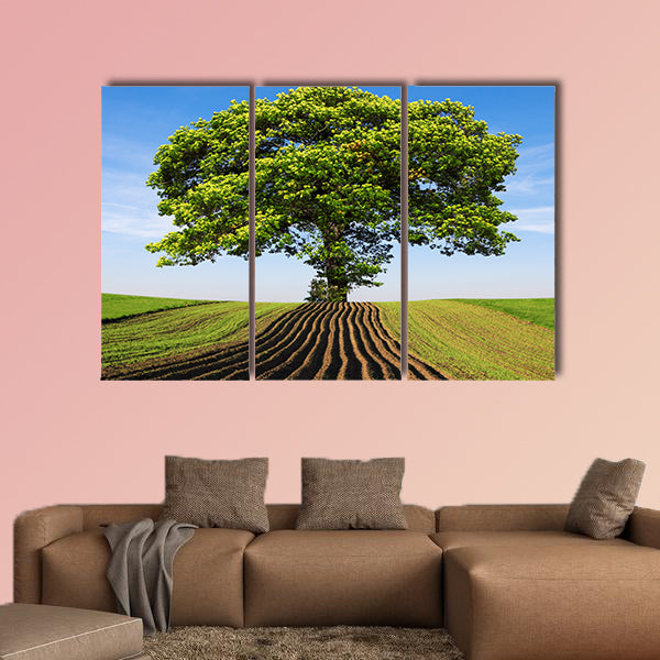 Tree on the hill multi panel canvas wall art