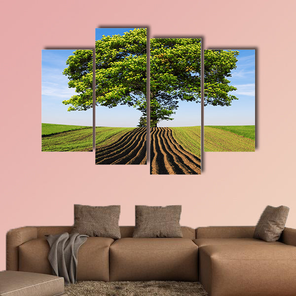 Tree on the hill multi panel canvas wall art