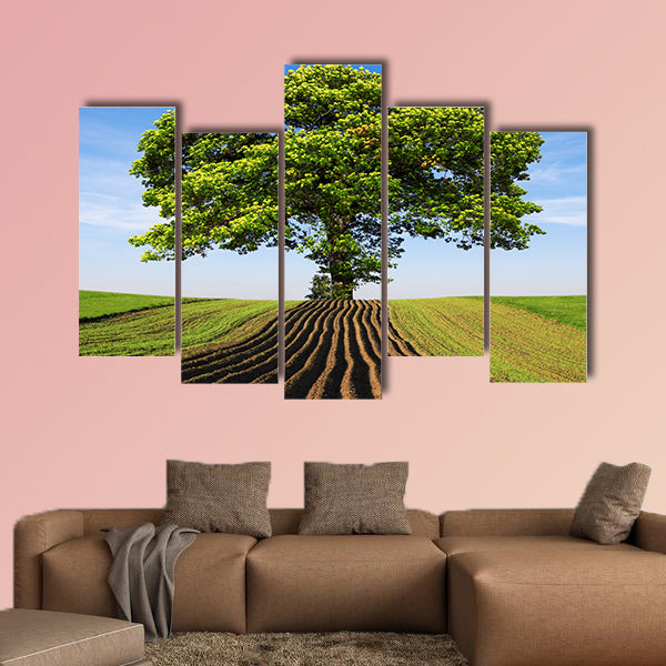 Tree on the hill multi panel canvas wall art