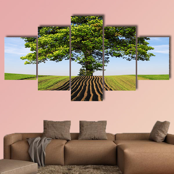 Tree on the hill multi panel canvas wall art