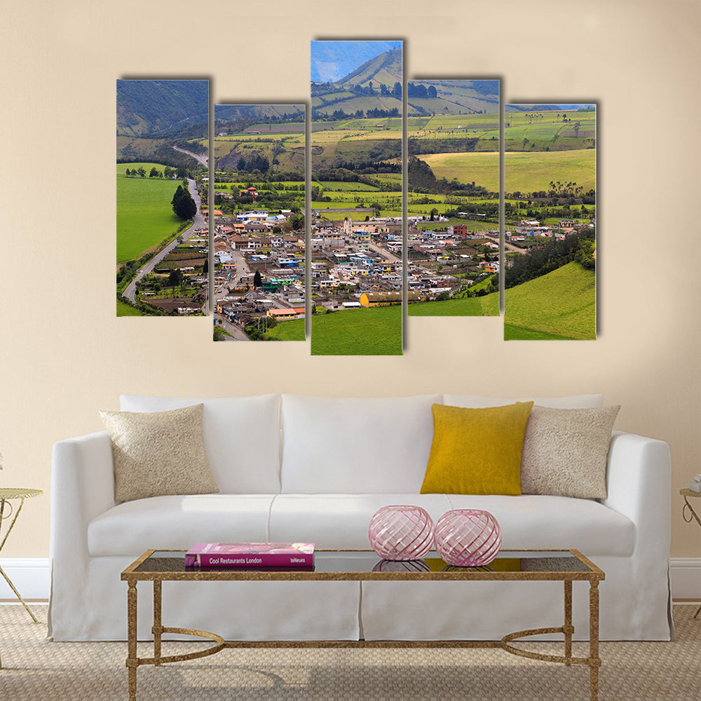 High point of view of the city of Lloa, small town near capital of Quito, Ecuador Multi Panel Canvas Wall Art