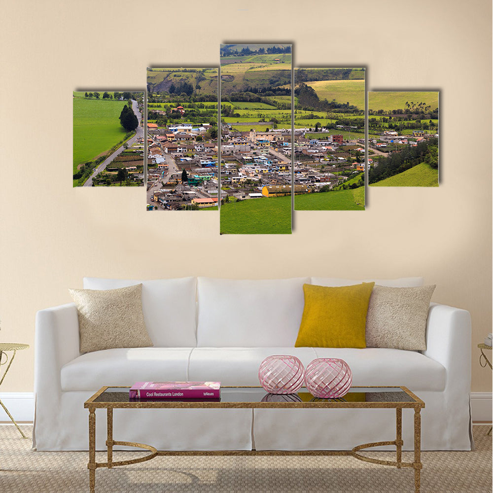 High point of view of the city of Lloa, small town near capital of Quito, Ecuador Multi Panel Canvas Wall Art