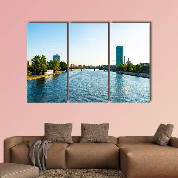 Frankfurt am Main skyline during twilight hour multi panel canvas wall art