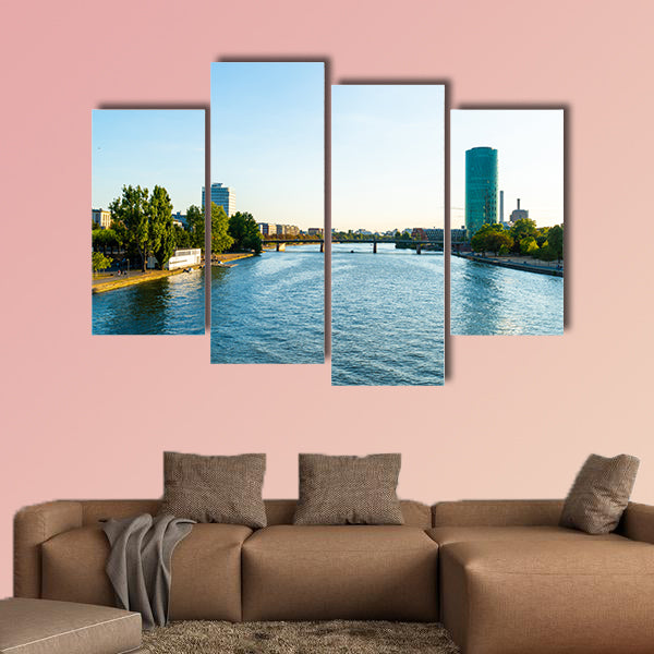 Frankfurt am Main skyline during twilight hour multi panel canvas wall art