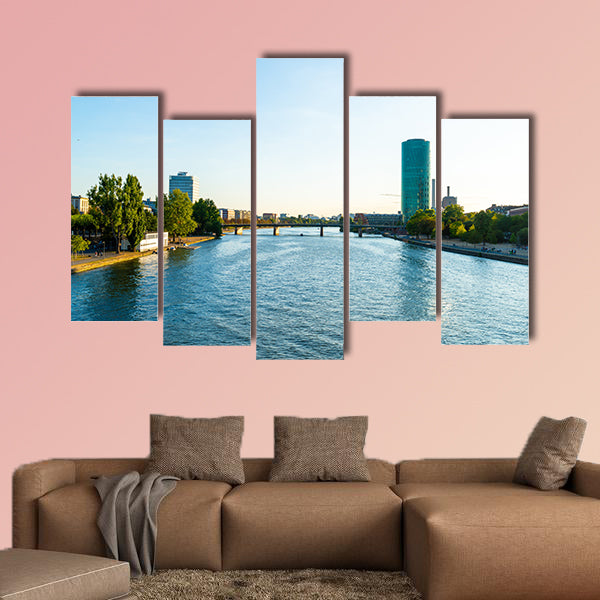 Frankfurt am Main skyline during twilight hour multi panel canvas wall art