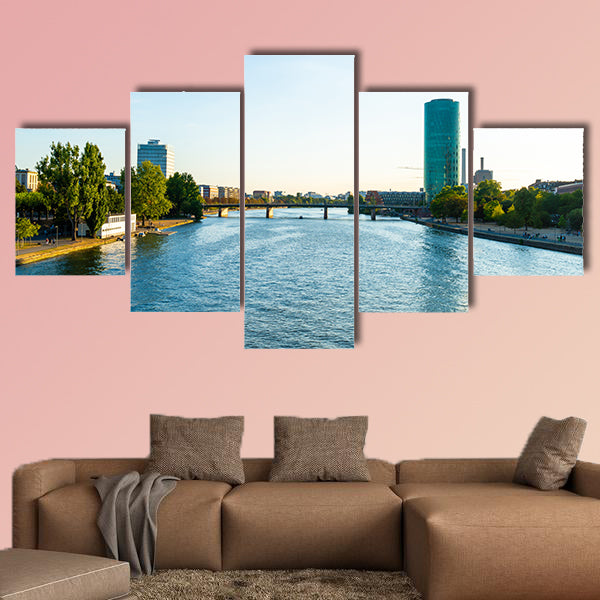 Frankfurt am Main skyline during twilight hour multi panel canvas wall art
