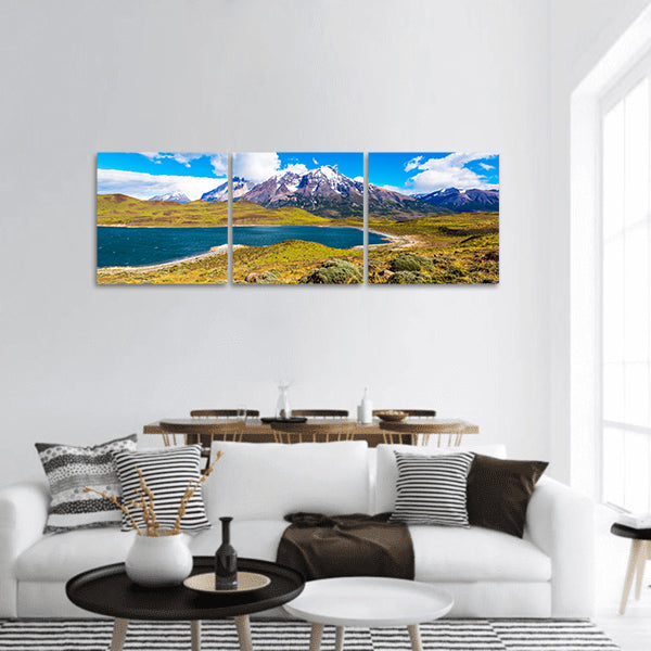 Lake Pehoe, Torres del Paine National Park, Patagonia, America panoramic canvas wall art