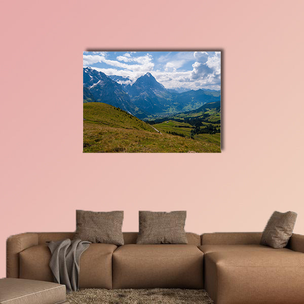 Beautiful Alpine landscape with peak of wetterhorn multi panel canvas wall art